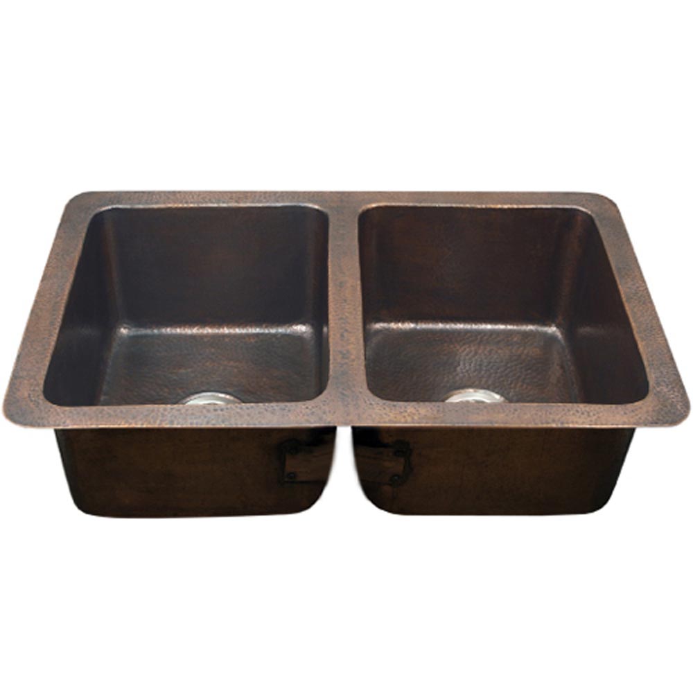 Breckenridge Undermount Copper 50 Double Bowl Kitchen